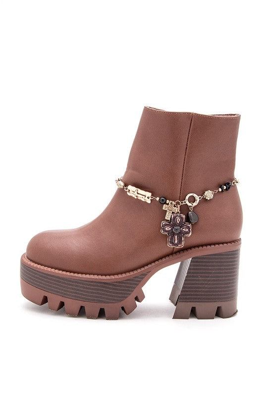 Mix Tone Cross Western Boot Charm