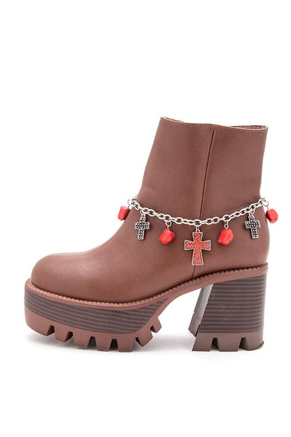 Western Stone Cross Boots Charm