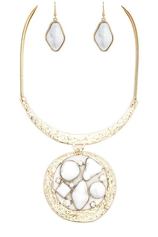 Mix Gem Pendant Collar Necklace Set