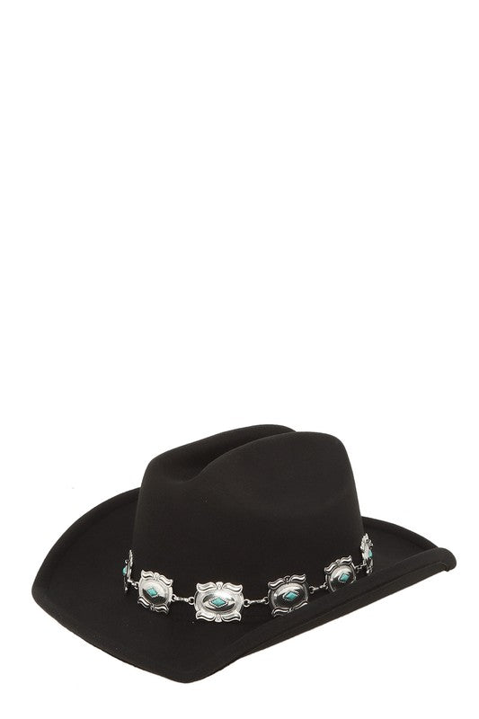 Fedora Hat with Vintage Silver Chain Accent