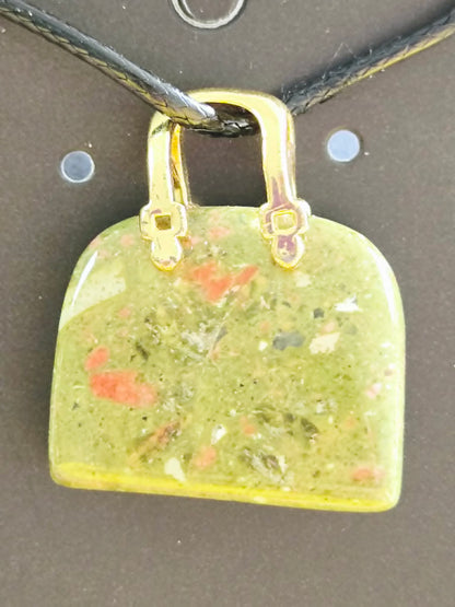 Natural Stone Mini Purse Pendant Necklaces