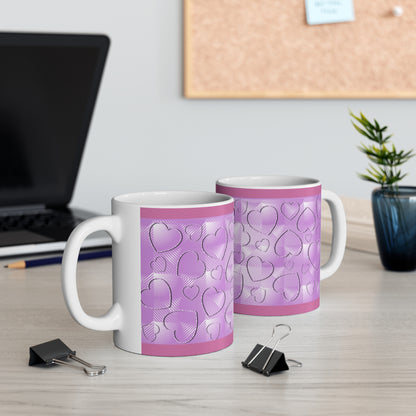 Purple Buffalo Hearts Ceramic Mug 11oz