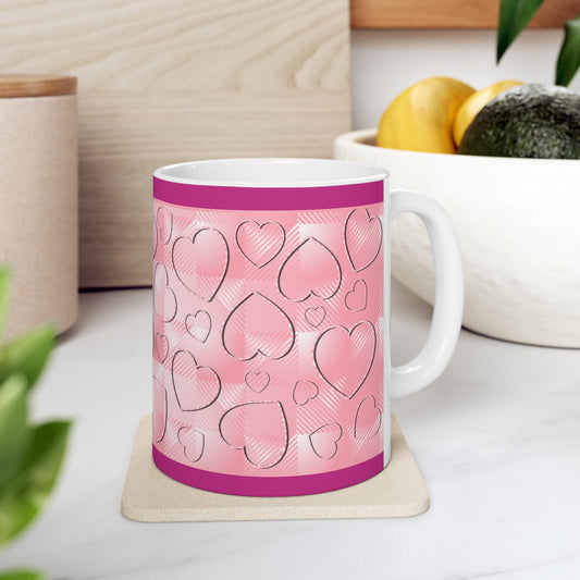 Pink Buffalo Plaid Ceramic Mug 11oz