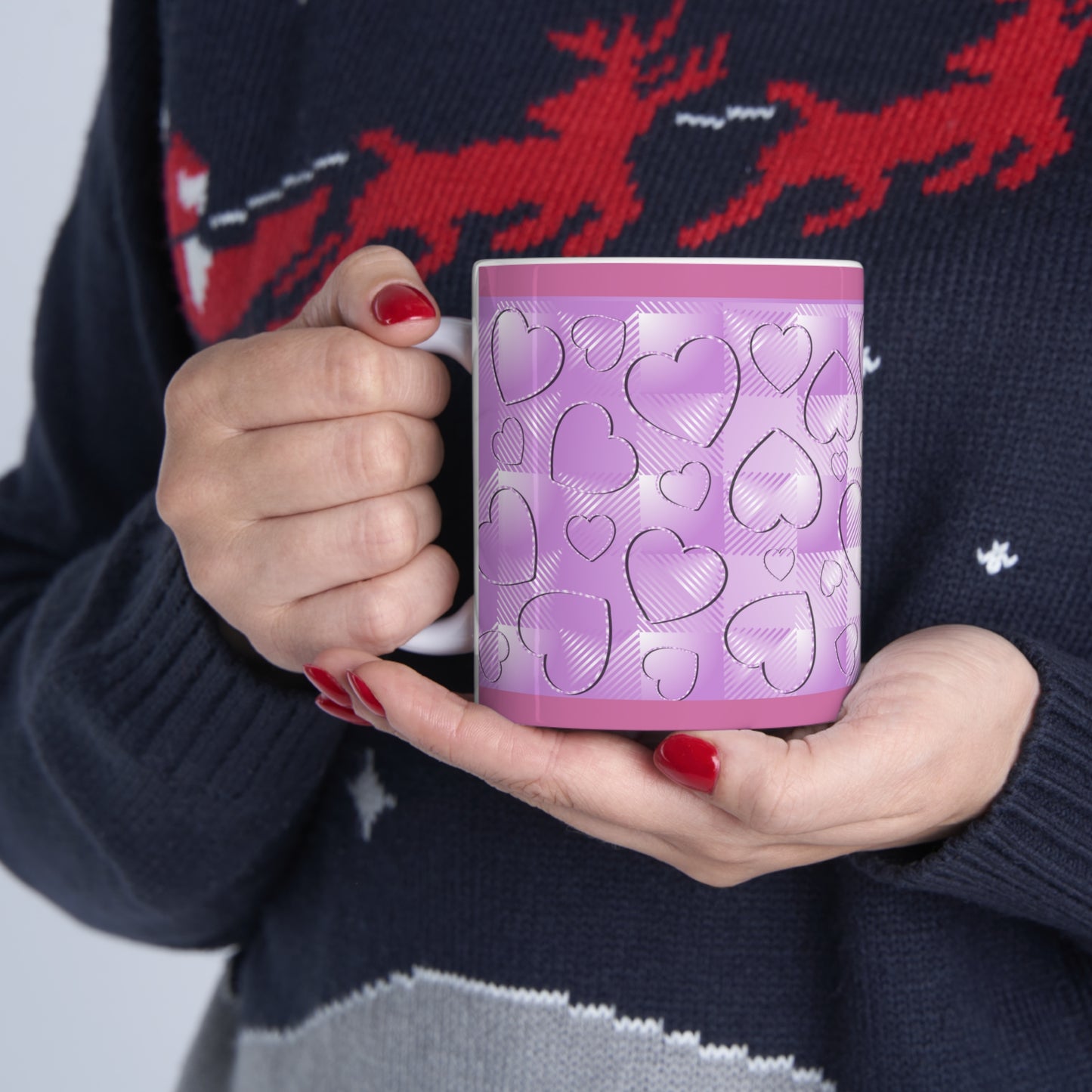 Purple Buffalo Hearts Ceramic Mug 11oz