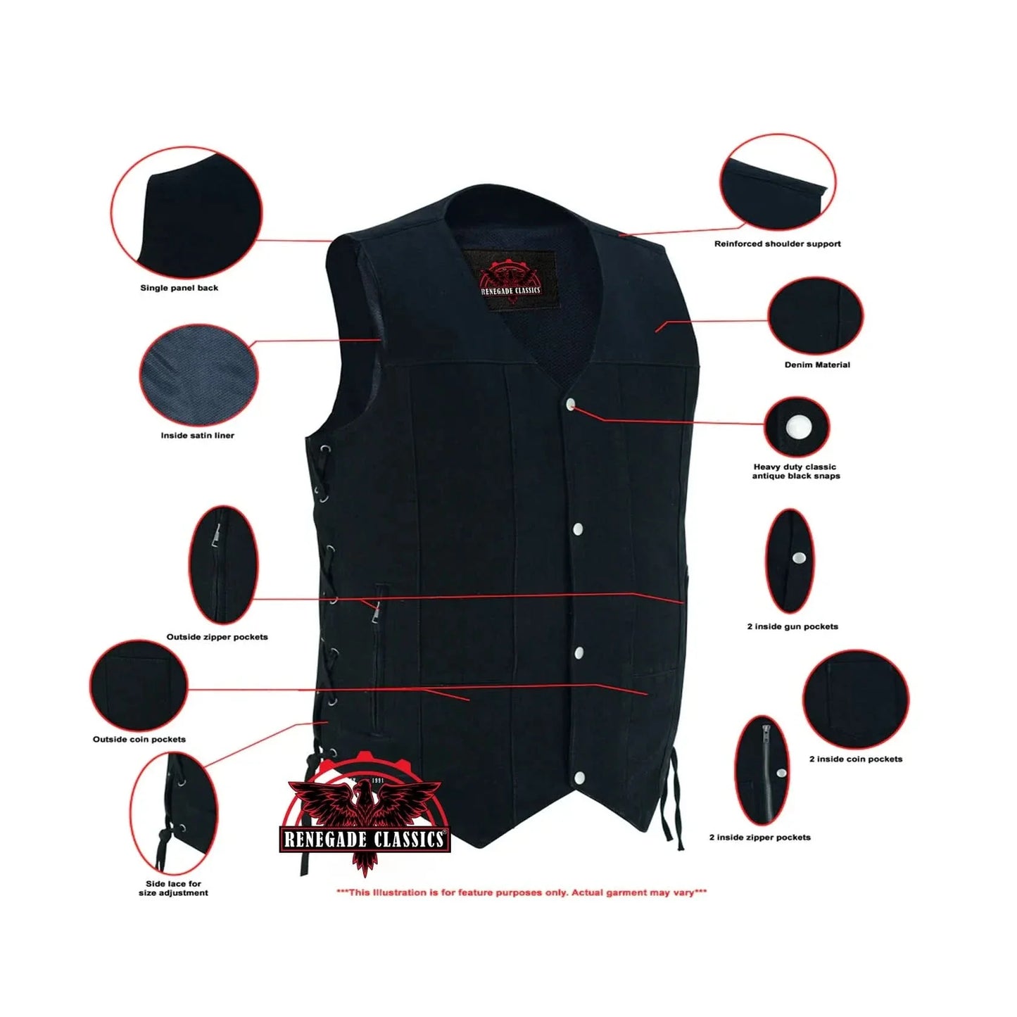 Men's Ten Pocket Denim Utility Vest - TALL