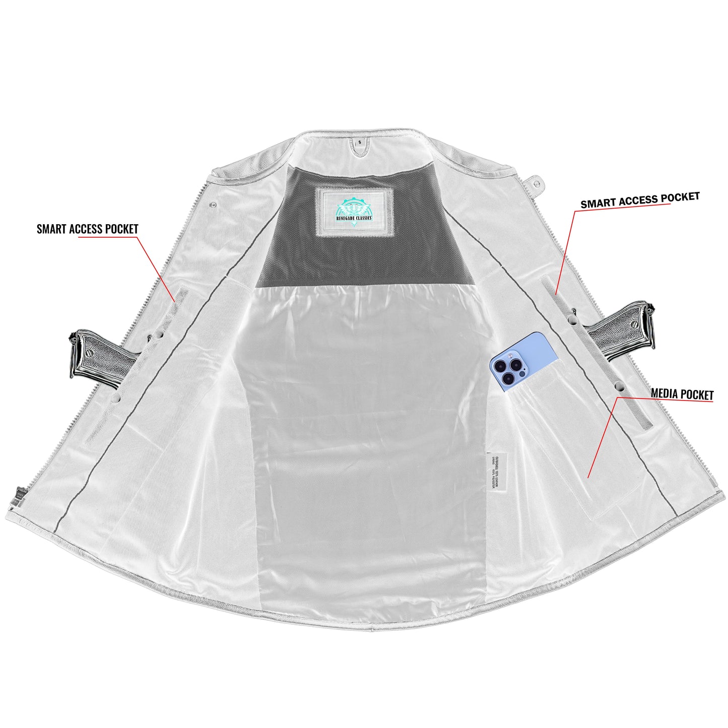 Men's Black Leather SWAT Style Motorcycle Vest