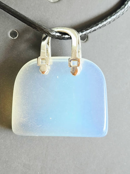 Natural Stone Mini Purse Pendant Necklaces