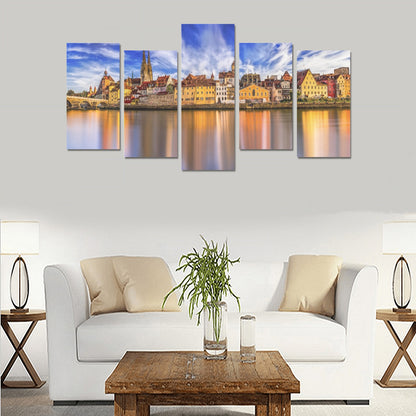 City Lake Scene Canvas Wall Art Prints