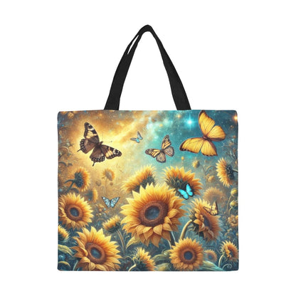 Sunflowers All Over Print Canvas Tote Bag - Large