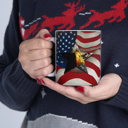 American Flag and Eagle Star Ceramic Mug 11oz