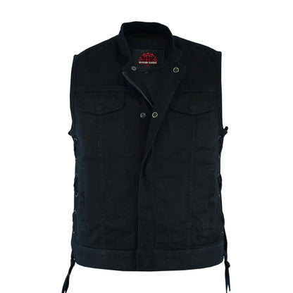 Women's Advance Side Laces Black Construction Denim Vest