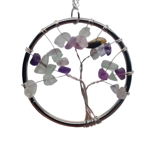 Fluorite Tree of Life Statement Pendant Necklace