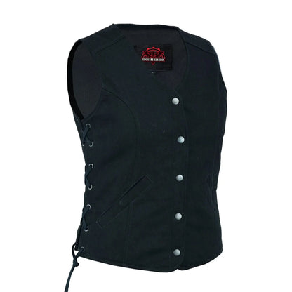 Women's Denim Longer Body ¾ Vest - Side Laces