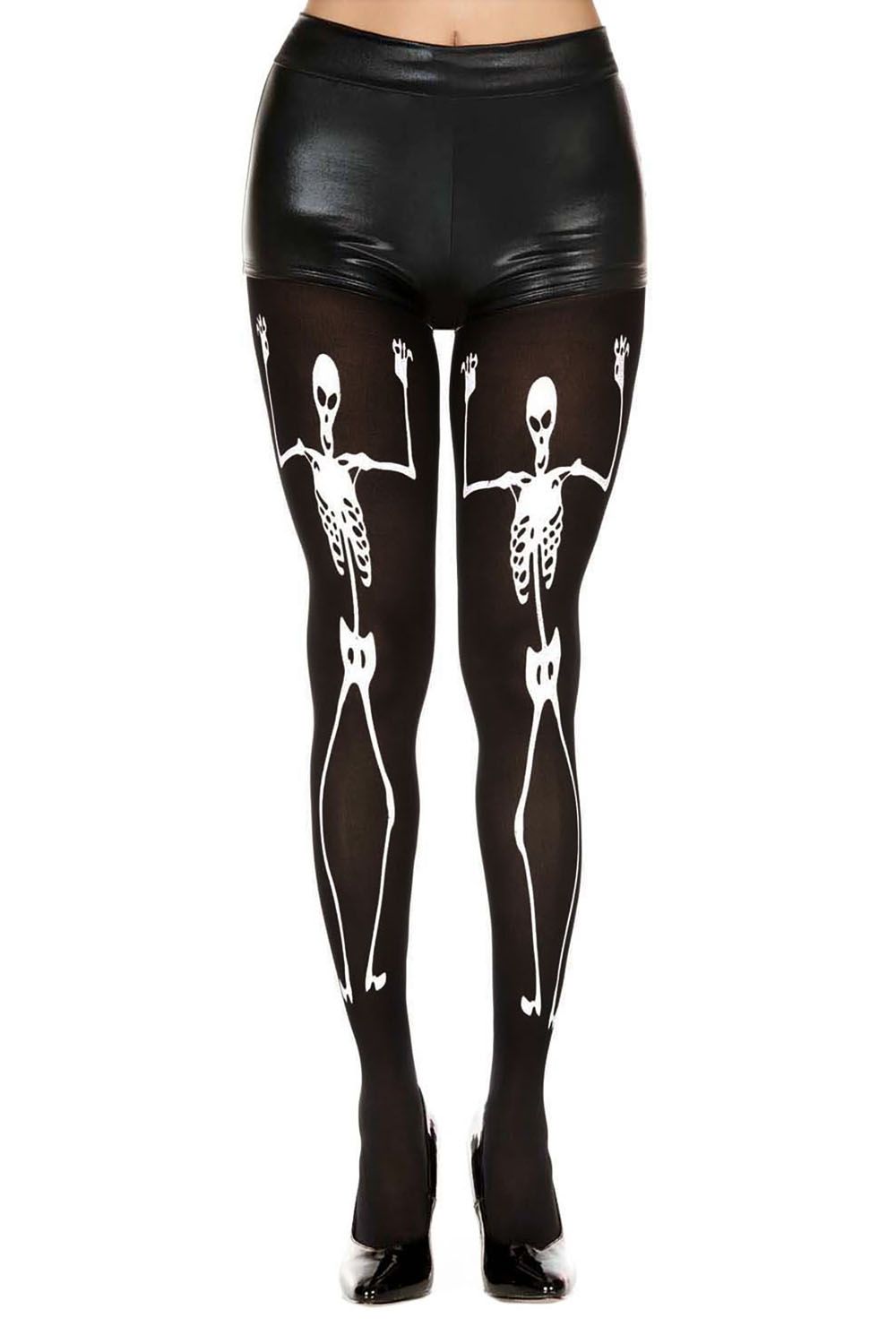 Dancing Skeleton Print Pantyhose