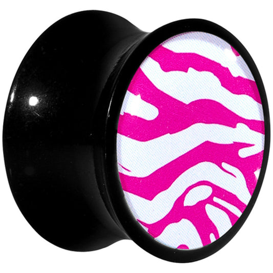 5/8 Acrylic Pink White Zebra Saddle Plug