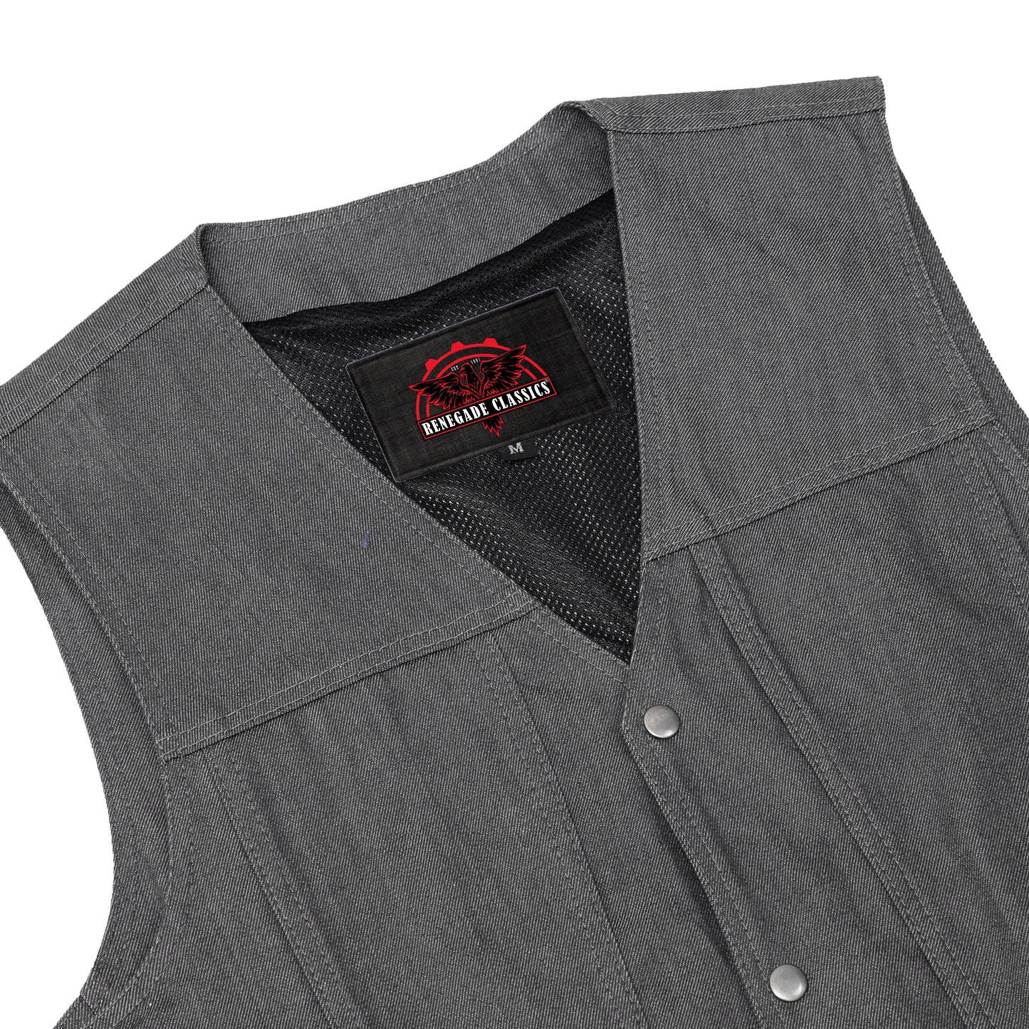 Men's Rough Rub-Off Raw Finish Broken Gray Denim Vest