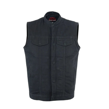 Men's Black Denim Single Back Panel Concealment Vest w/Rem