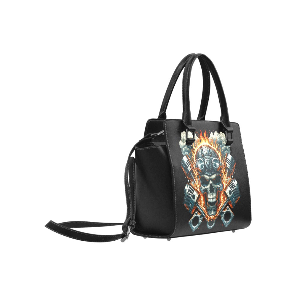 Skull and Pistons Classic Shoulder Handbag