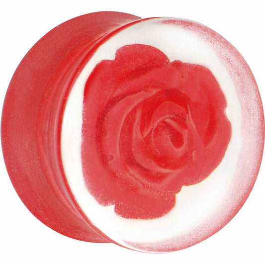 18mm Clear Acrylic Red Floating Rose Flower Saddle Plug