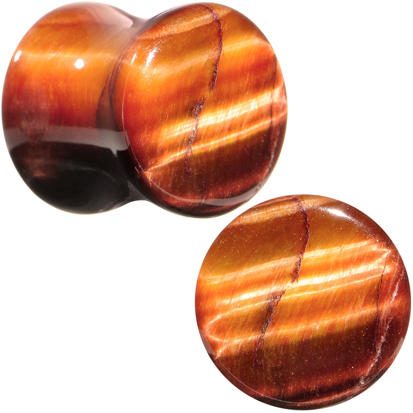 7/16 Red Tiger Eye Natural Stone Plug Set