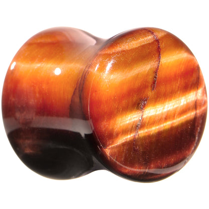 7/16 Red Tiger Eye Natural Stone Plug Set