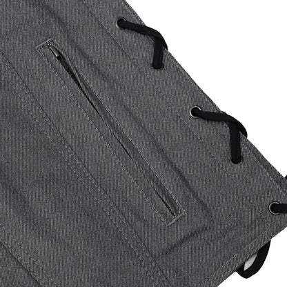 Men's Rough Rub-Off Raw Finish Broken Gray Denim Vest