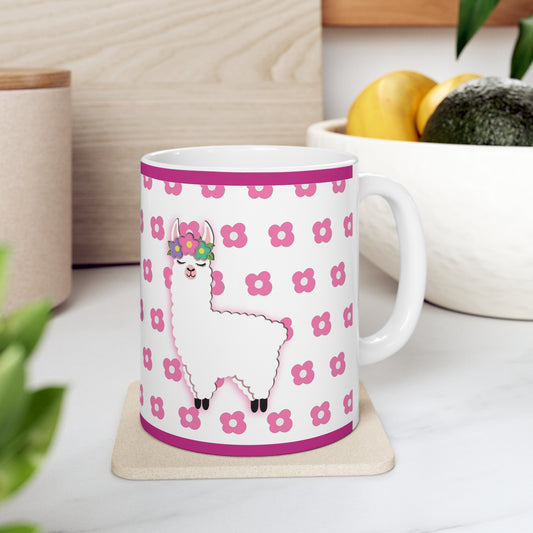 Floral Llama Ceramic Mug 11oz