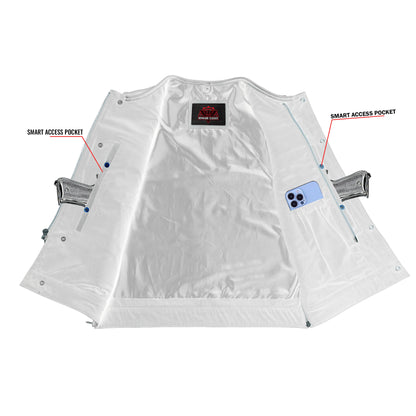 Men's Black Leather Motorcycle Vest with Upgraded Style