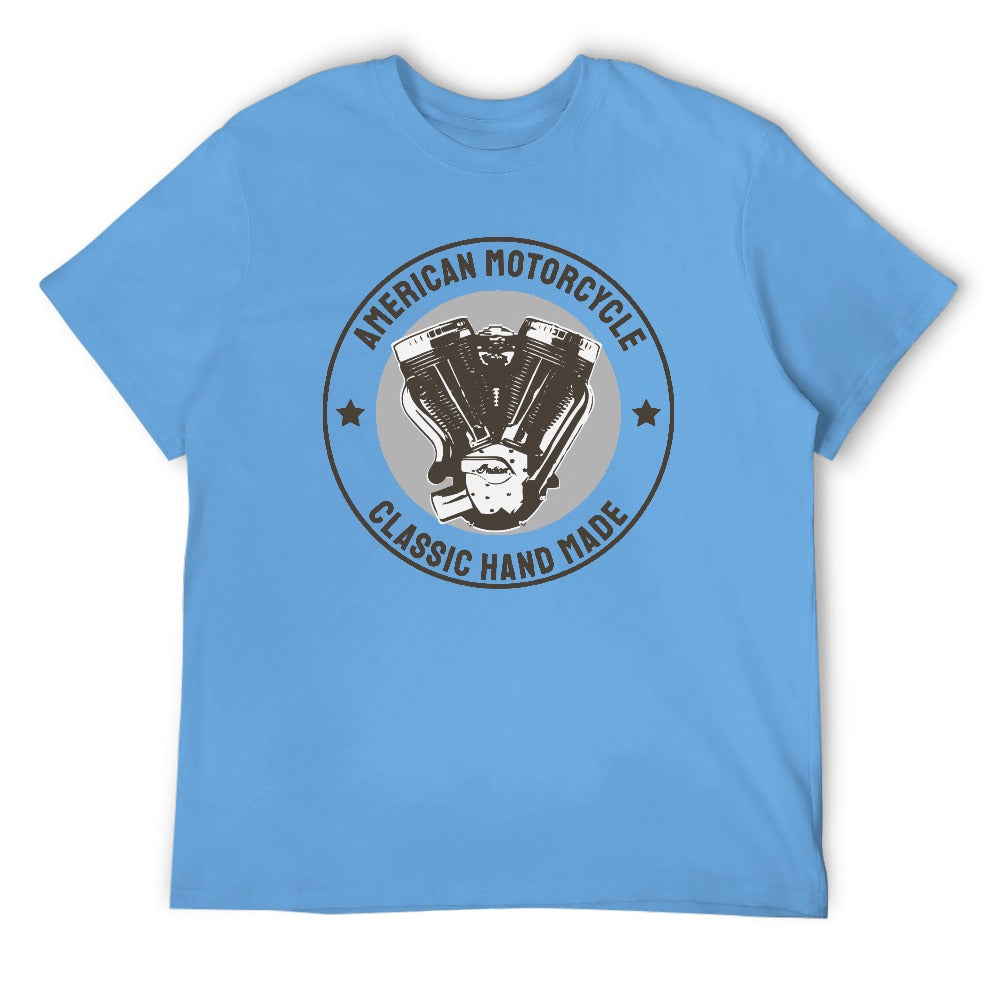 American Motorcycle Classic Hand Made Men's T-shirt 100% Cotton