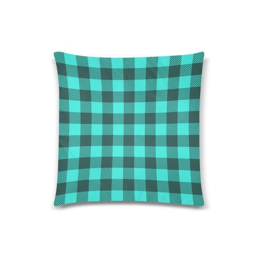 Teal Plaid Throw Pillow Cover