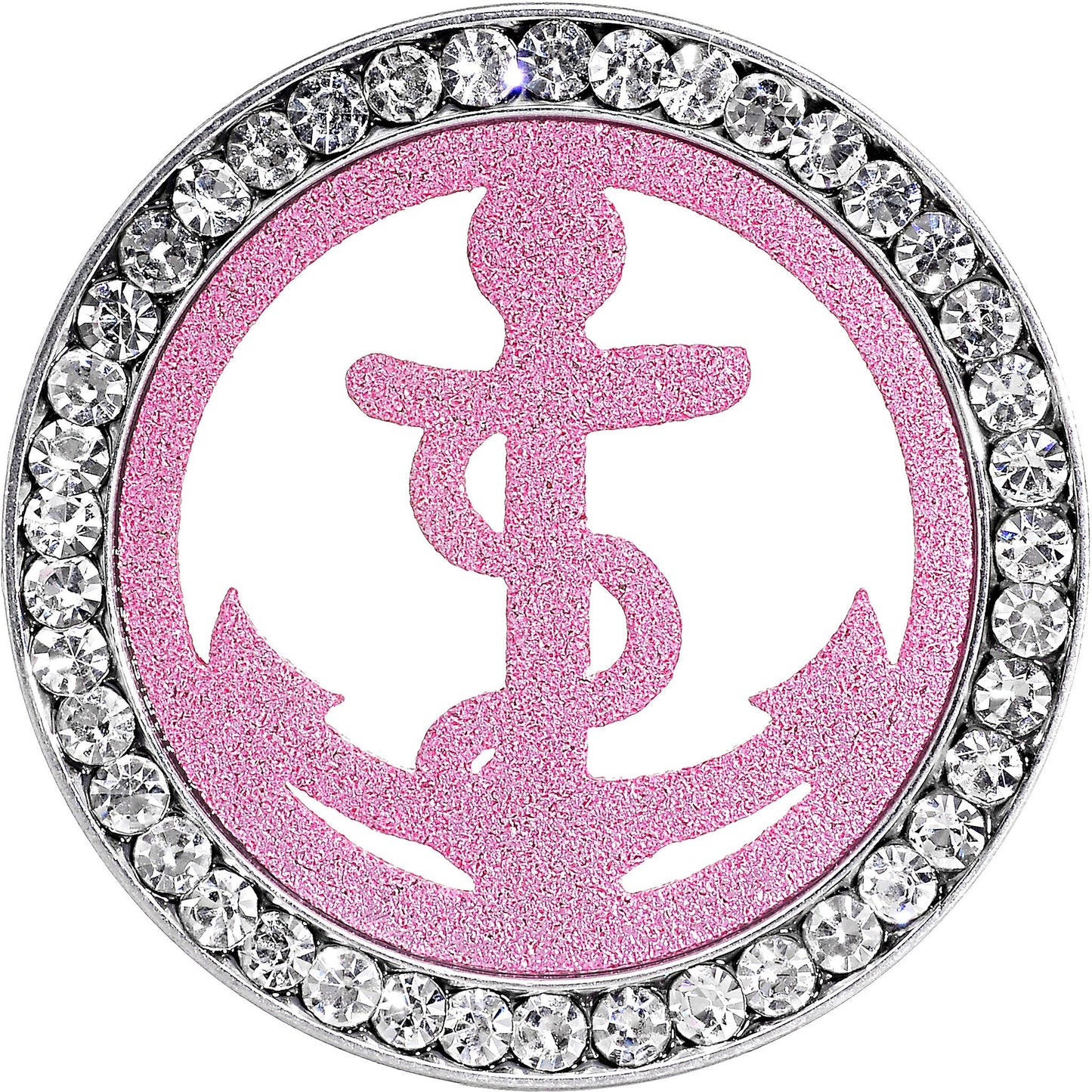 7/8 Stainless Steel Clear Gem Pink Anchor Tunnel Plug