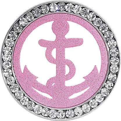 7/8 Stainless Steel Clear Gem Pink Anchor Tunnel Plug