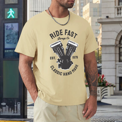 Ride Fast Classic Hand Made Men's T-shirt 100% Cotton