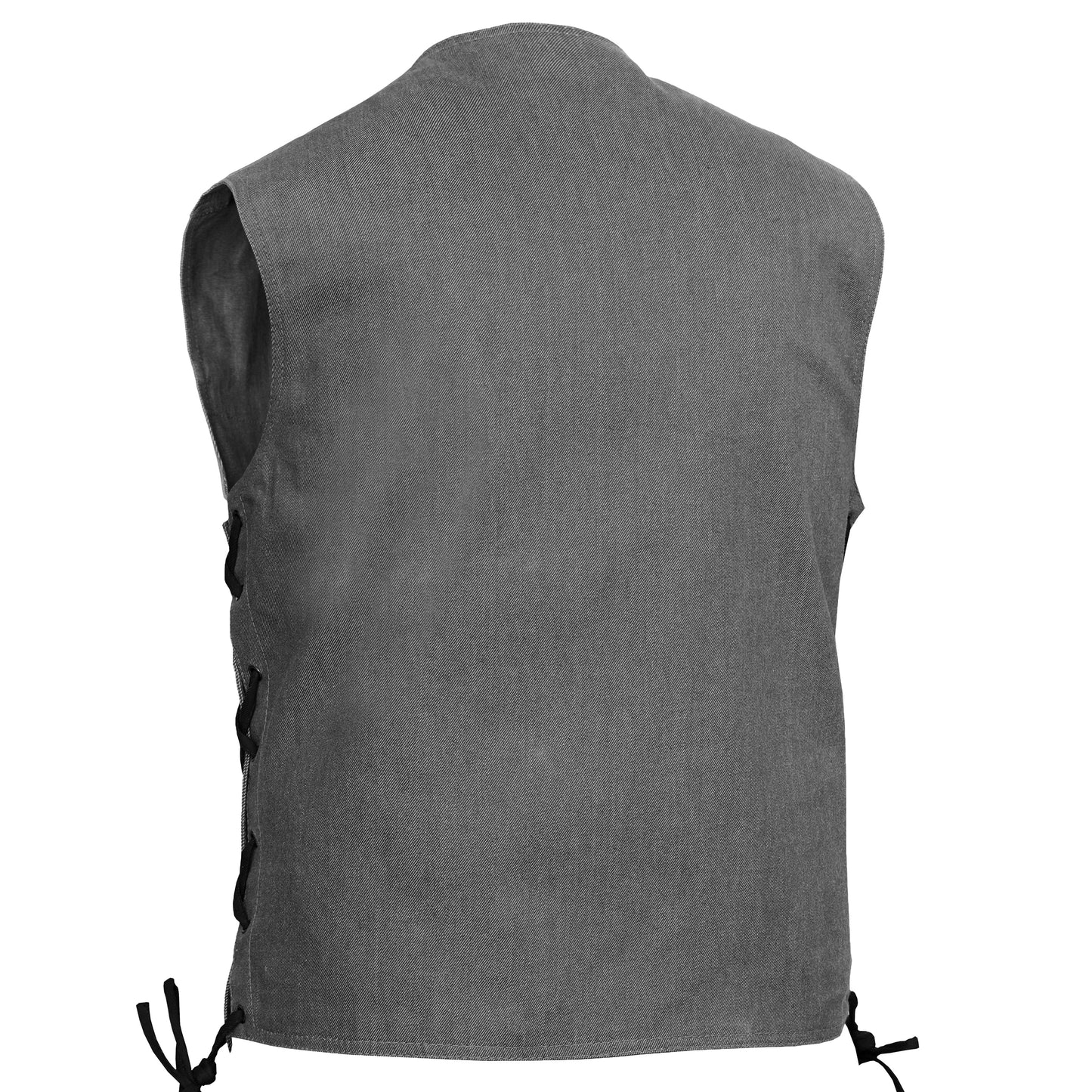 Men's Rough Rub-Off Raw Finish Broken Gray Denim Vest