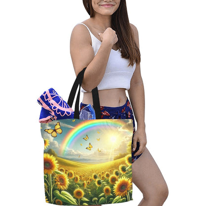 Sunflowers All Over Print Canvas Tote Bag - Large