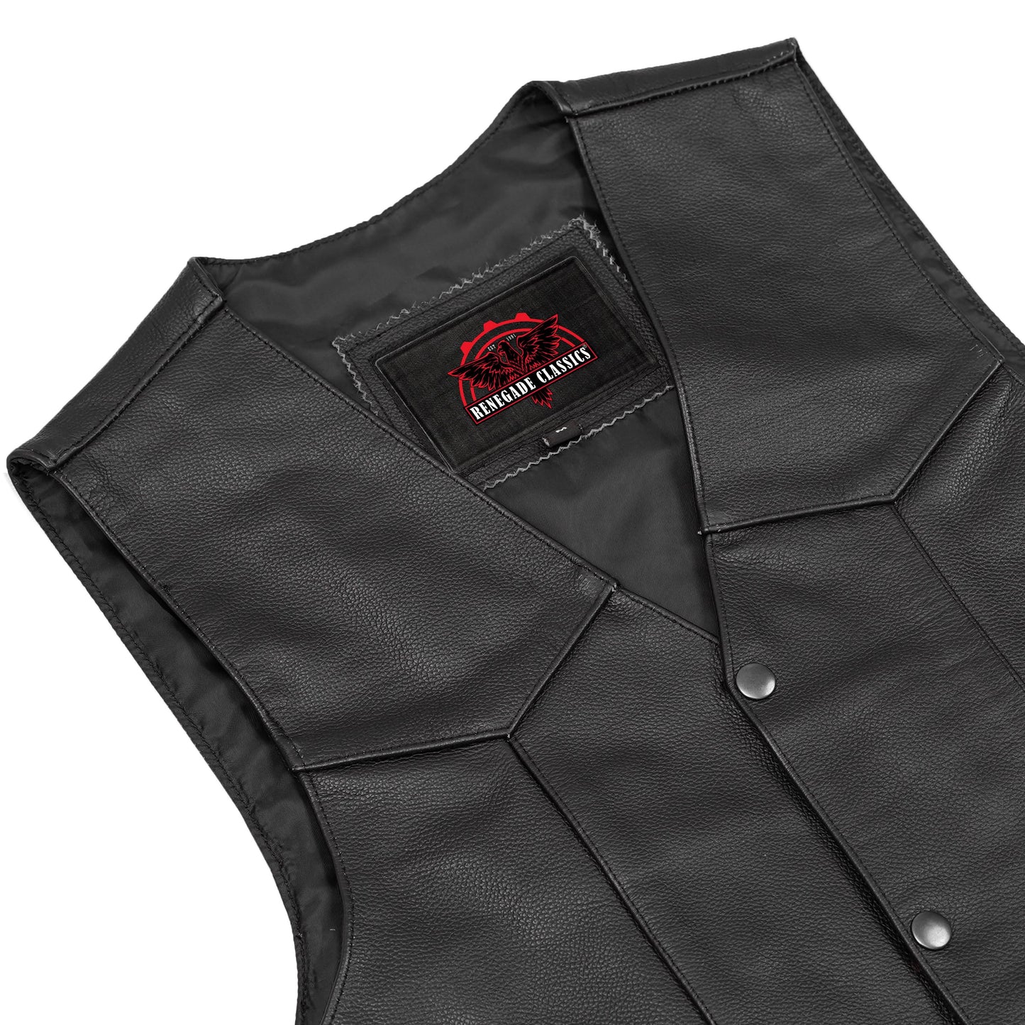 Men's Traditional Leather side lacing Vest - Black