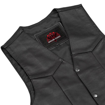 Men's Traditional Leather side lacing Vest - Black