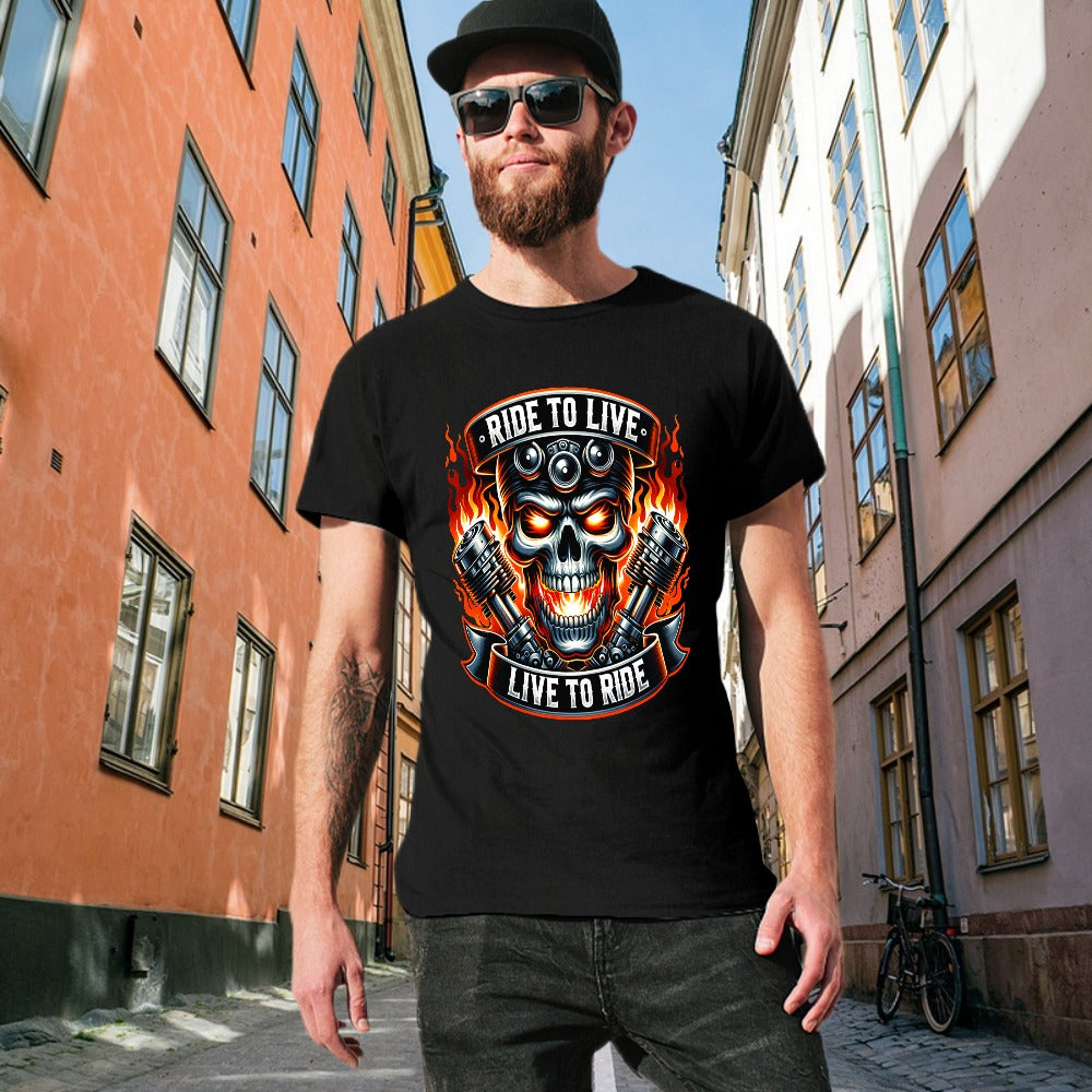 Ride To Live Live To Ride Men's T-shirt 100% Cotton