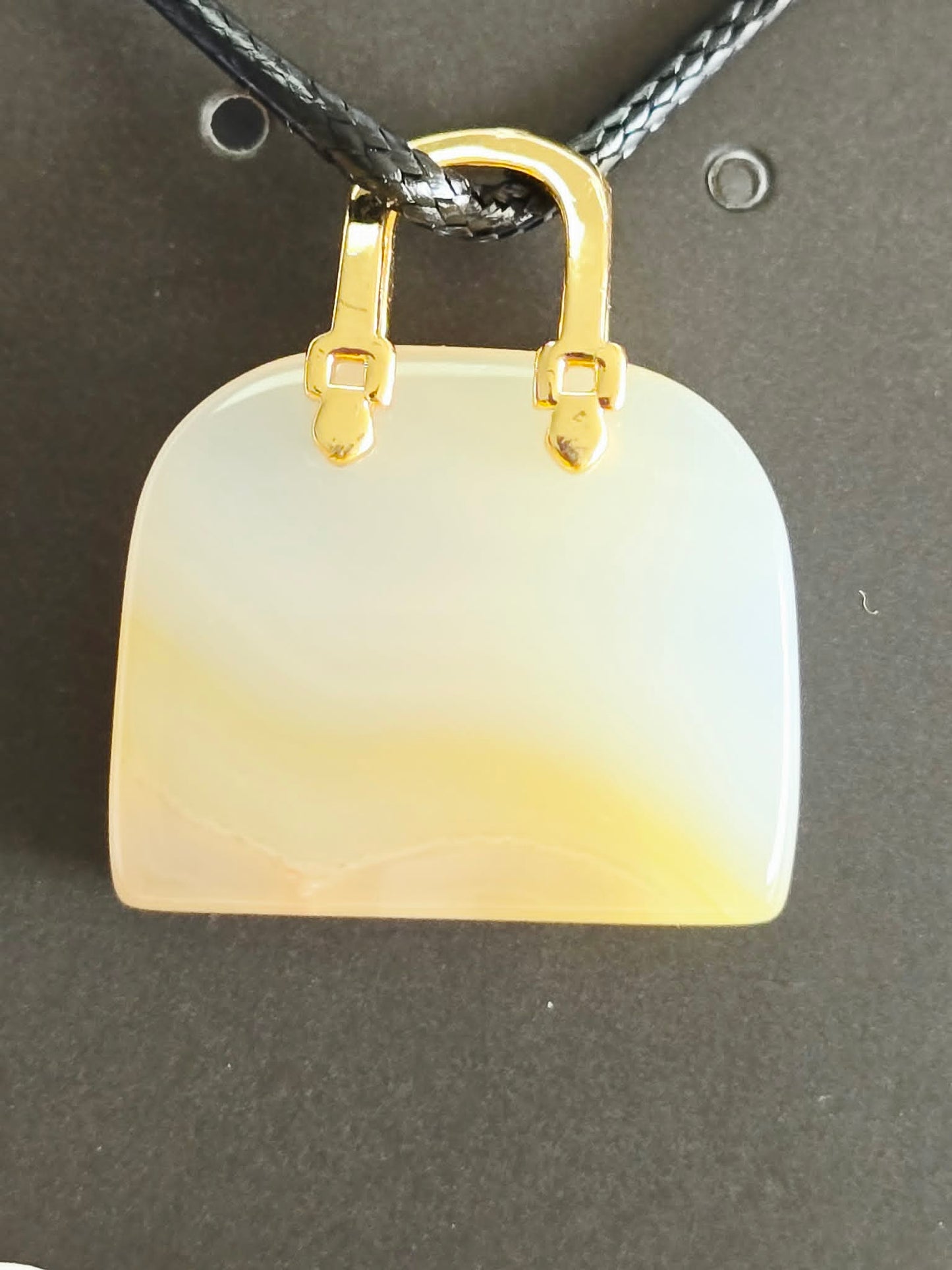 Natural Stone Mini Purse Pendant Necklaces