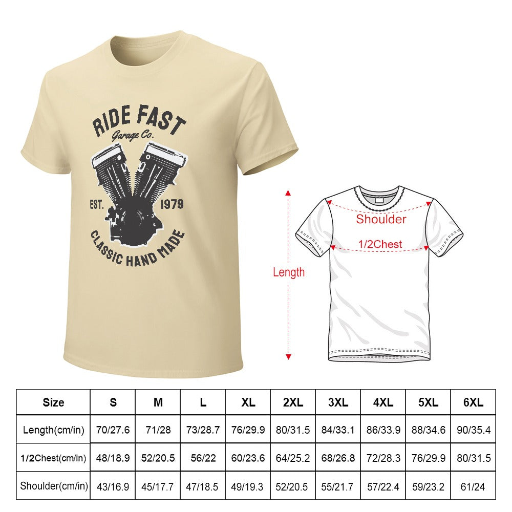 Ride Fast Classic Hand Made Men's T-shirt 100% Cotton