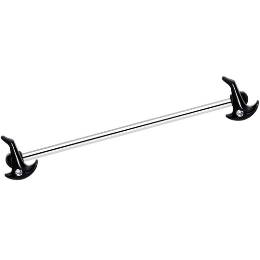 14G Clear Gem Black Halloween Witch Hat Industrial Barbell 38mm