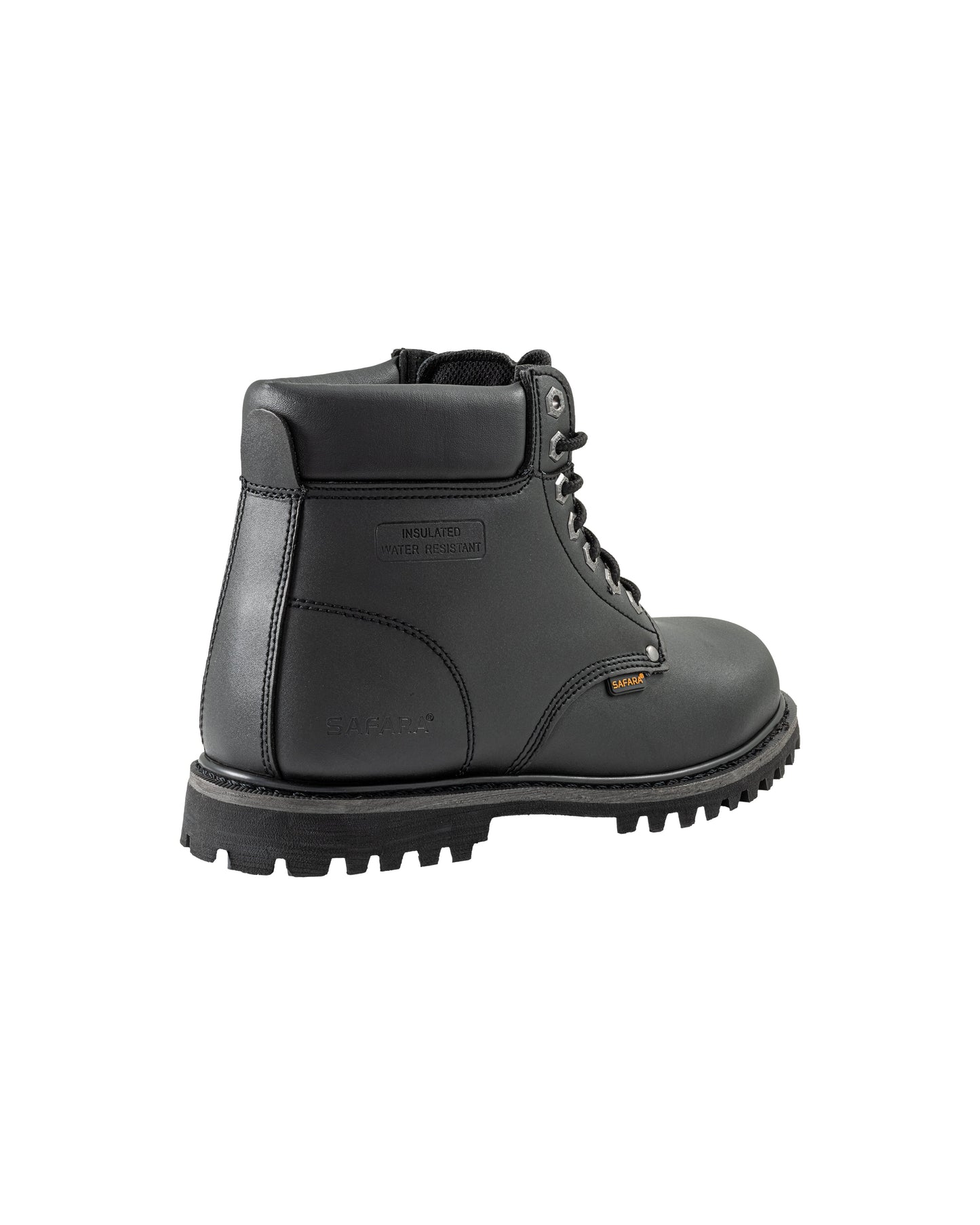 Safara Premium Black Leather 6" Water Resistant Work Boots [R6612]