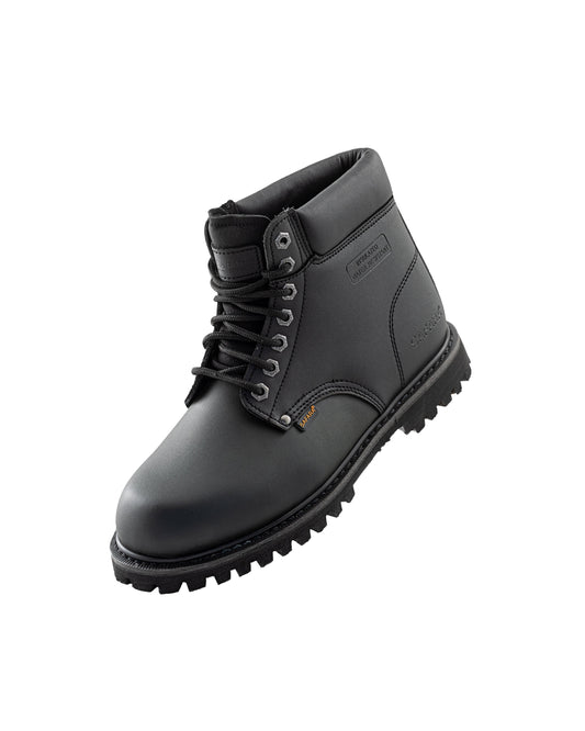 Safara Premium Black Leather 6" Water Resistant Work Boots [R6612]