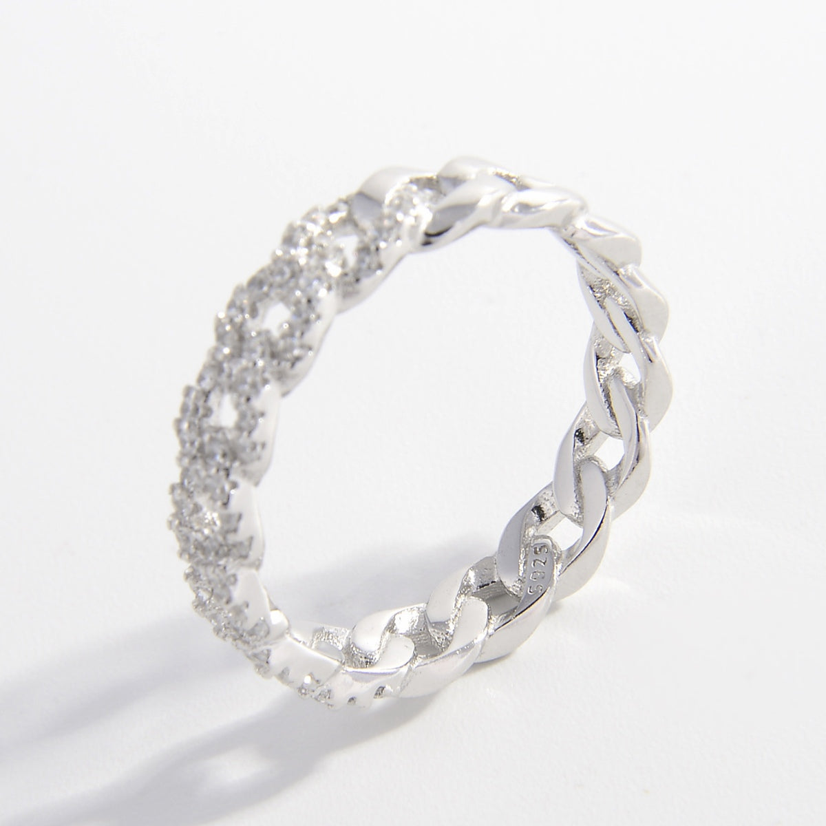 Beautiful Chain Zircon 925 Sterling Silver Ring