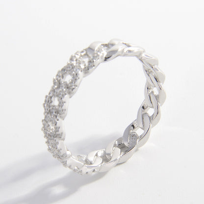 Beautiful Chain Zircon 925 Sterling Silver Ring