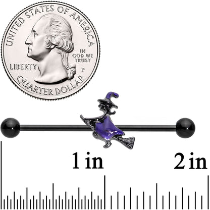 14G Blue Black Spooky Halloween Witch Industrial Barbell 38mm