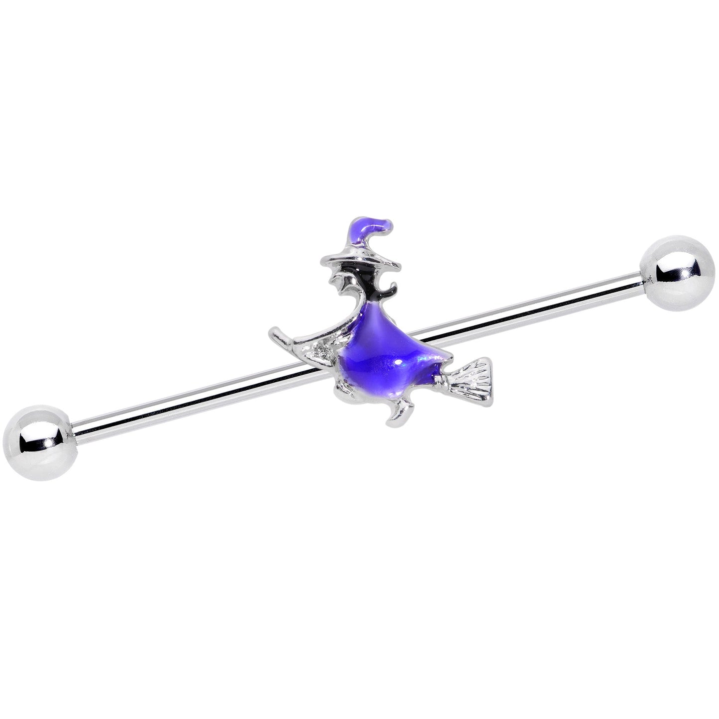 14G Blue Spooky Halloween Witch Industrial Barbell 38mm