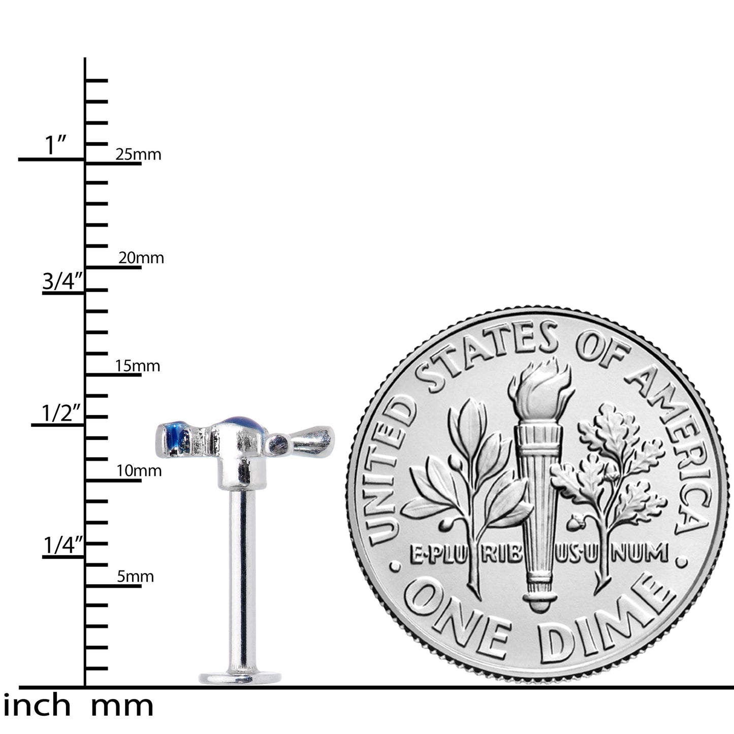 16G 5/16 Blue Spooky Halloween Witch Labret Monroe Tragus