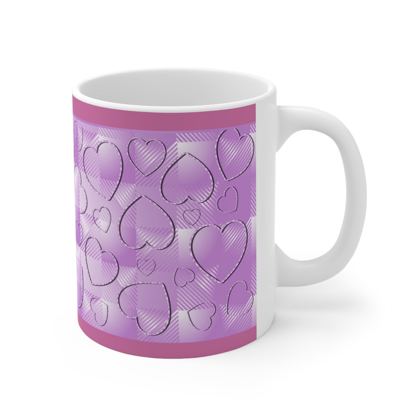 Purple Buffalo Hearts Ceramic Mug 11oz