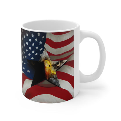 American Flag and Eagle Star Ceramic Mug 11oz